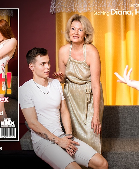 Блондинка занимается сексом втроем со своей рыжеволосой падчерицей 11