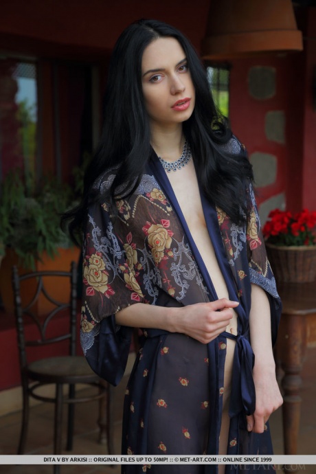 Красивая темноволосая девушка Дита Ви демонстрирует свою идеальную киску в обнаженном виде 9